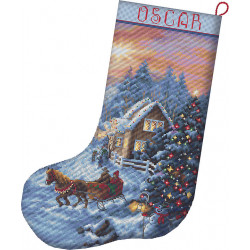 LETI L8011 - Kūčių vakaro kojinė (Christmas Eve stocking) siuvinėjimo rinkinys Letistitch